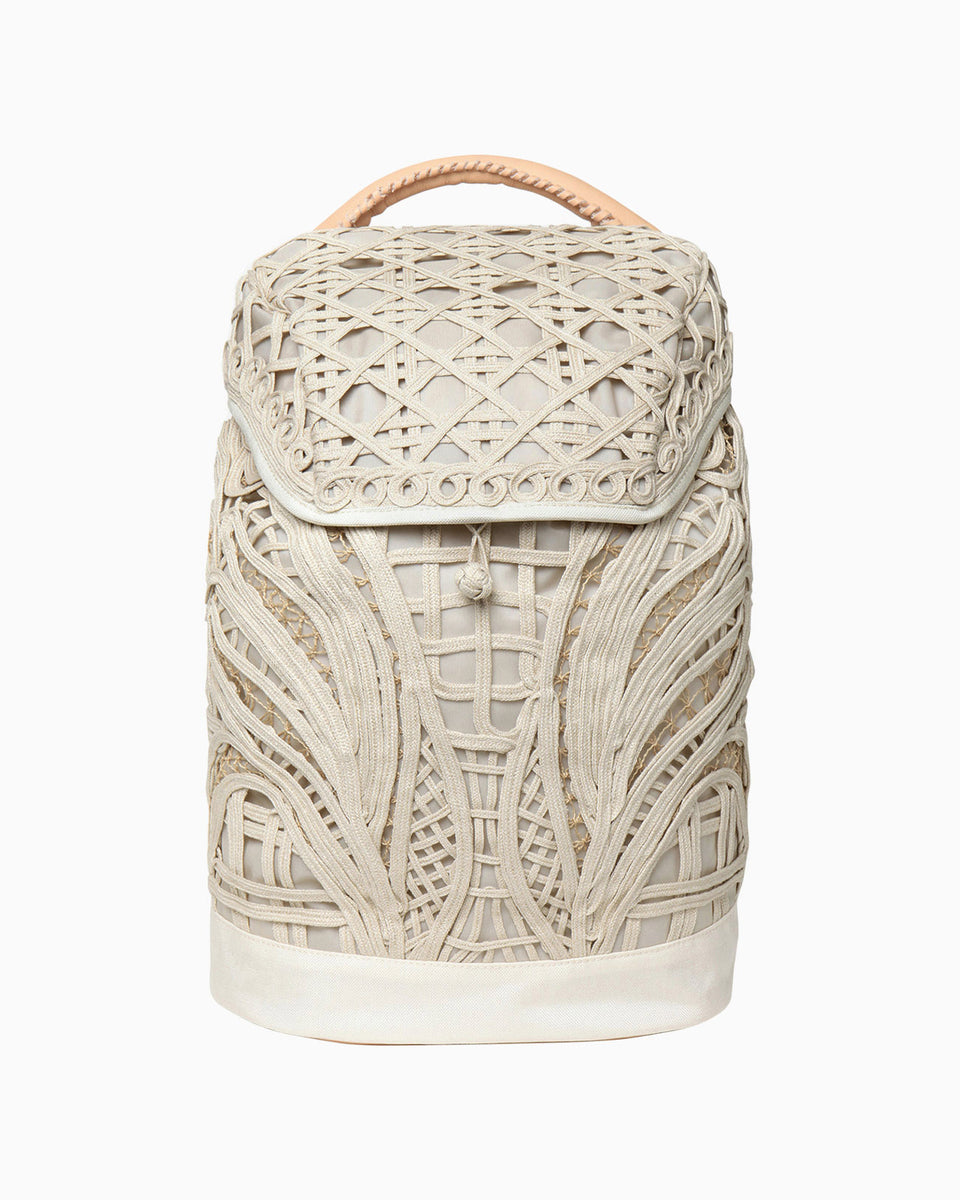 Cording Embroidery Backpack - beige - Mame Kurogouchi