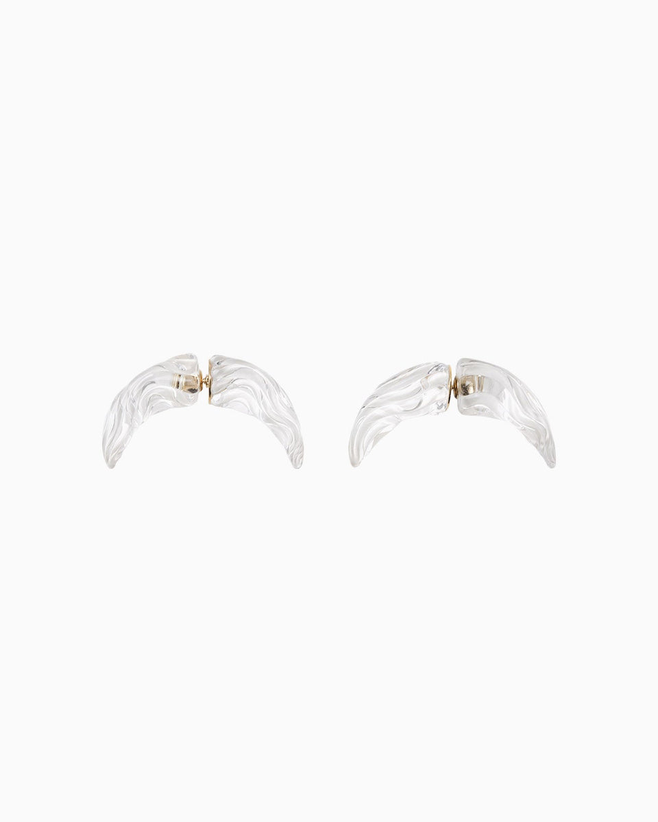 Glass Demi Lunar Earrings - clear - Mame Kurogouchi