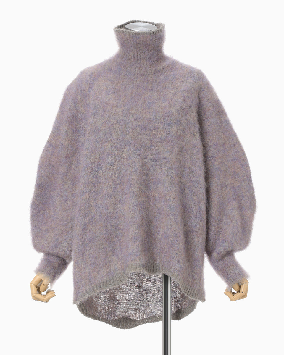 Mohair Knitted High Neck Top - purple - Mame Kurogouchi