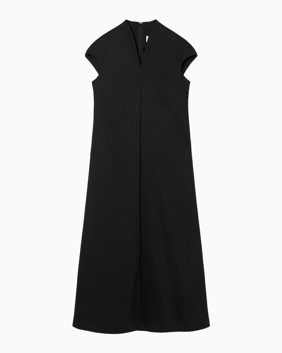 Double Jersey Cap Sleeve Dress - black - Mame Kurogouchi
