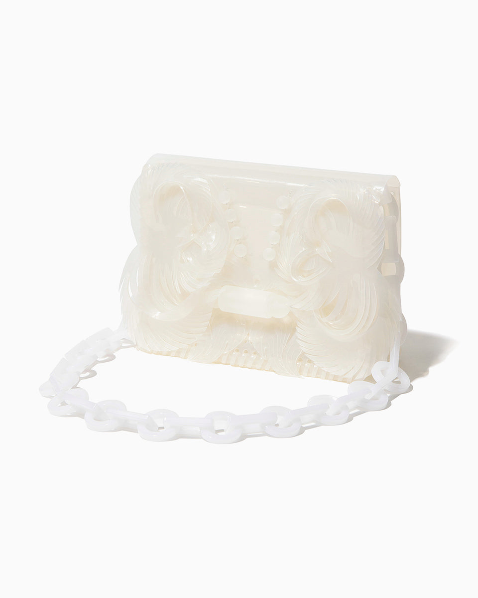 Transparent Sculptural Mini Chain Bag - white - Mame Kurogouchi