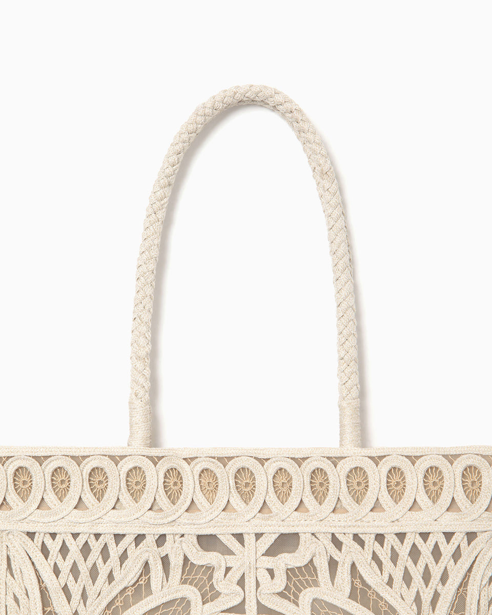 MM-AC403 Cording Embroidery Tote Bag - beige