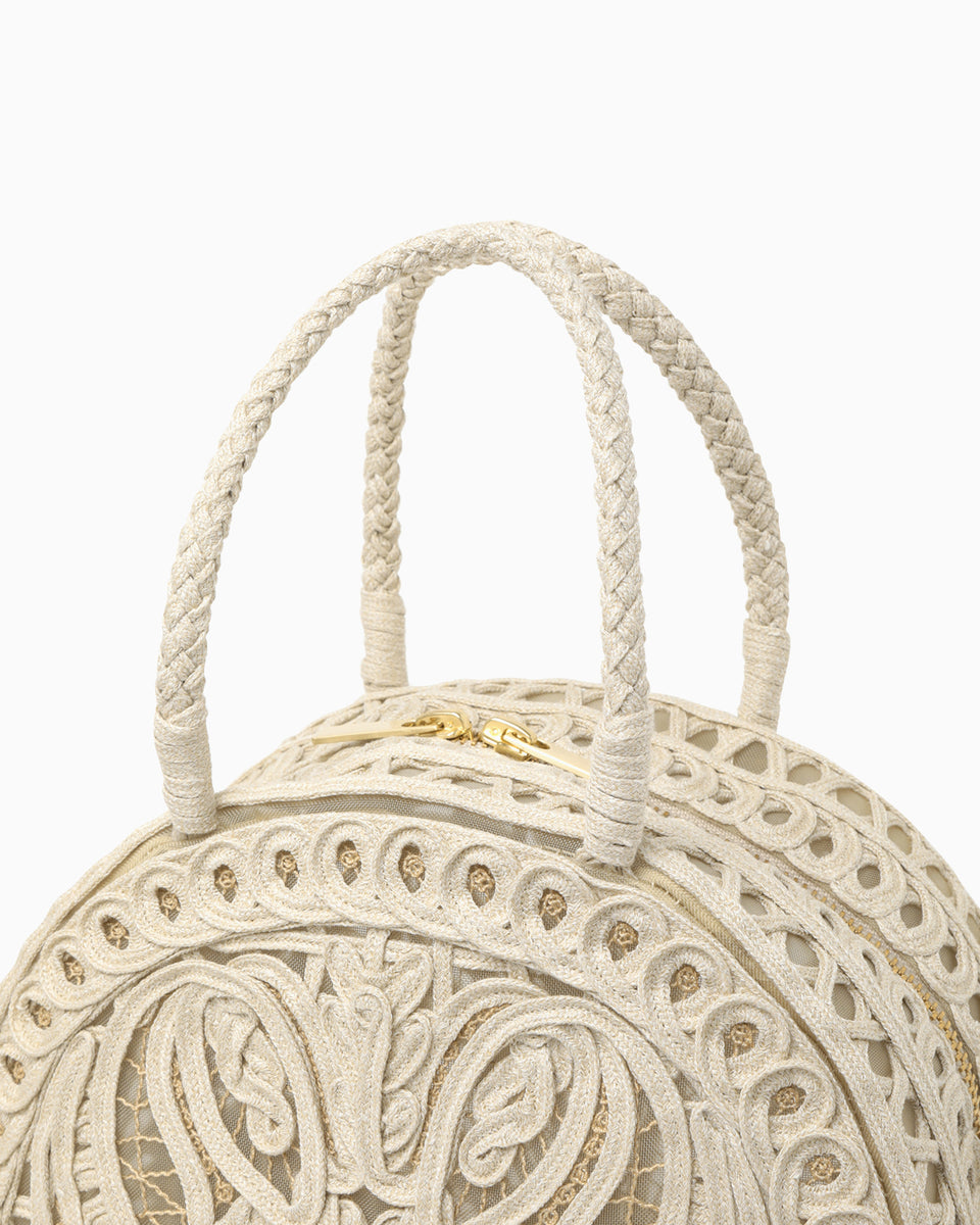 Cording Embroidery Demi Lune Handbag - beige - Mame Kurogouchi