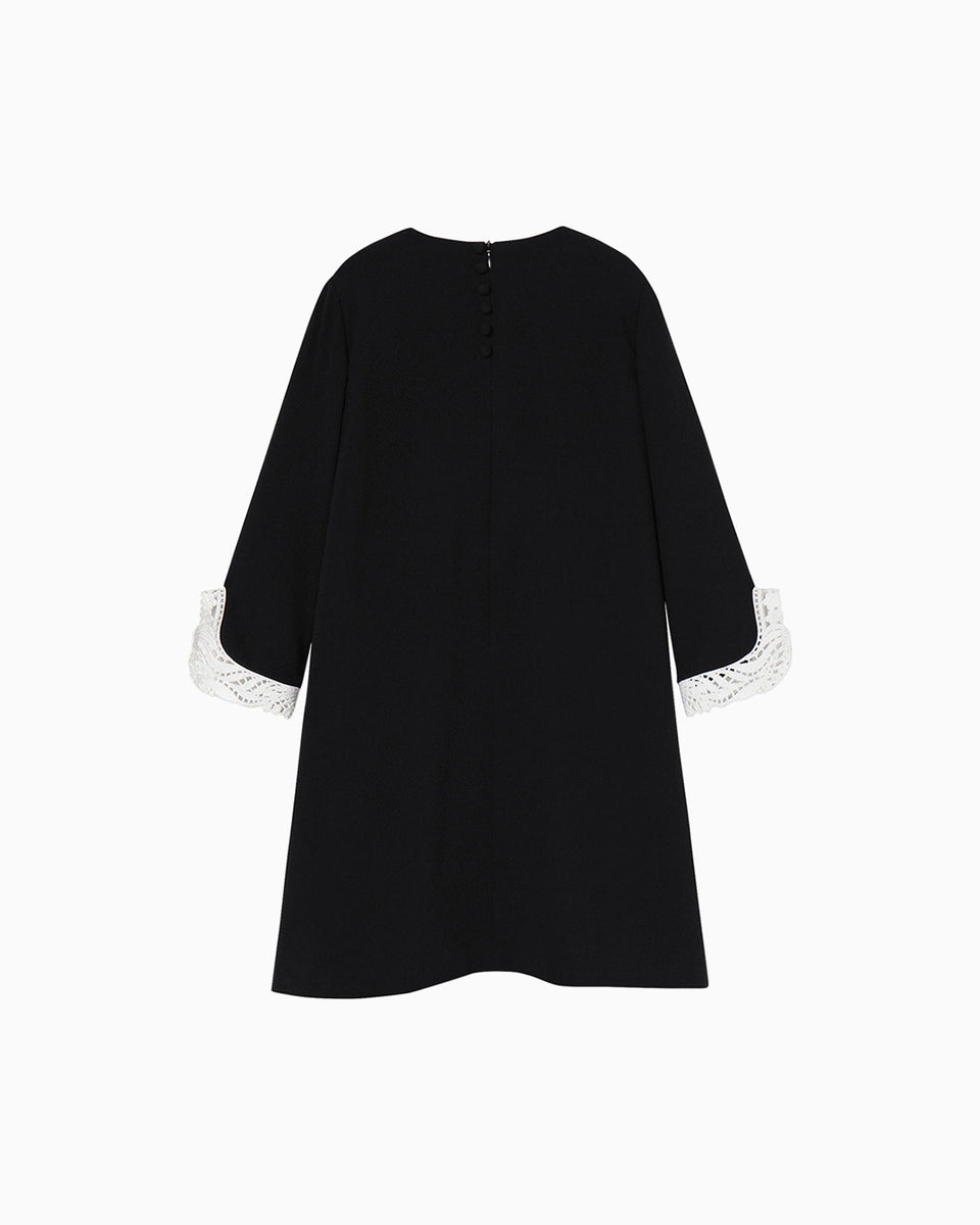 Lace Cuffs A-Line Kids Dress - black - Mame Kurogouchi