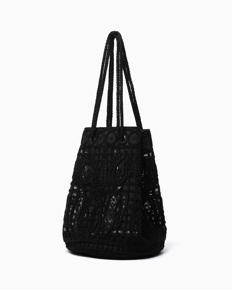 Cord Embroidery Bucket Bag - black - Mame Kurogouchi
