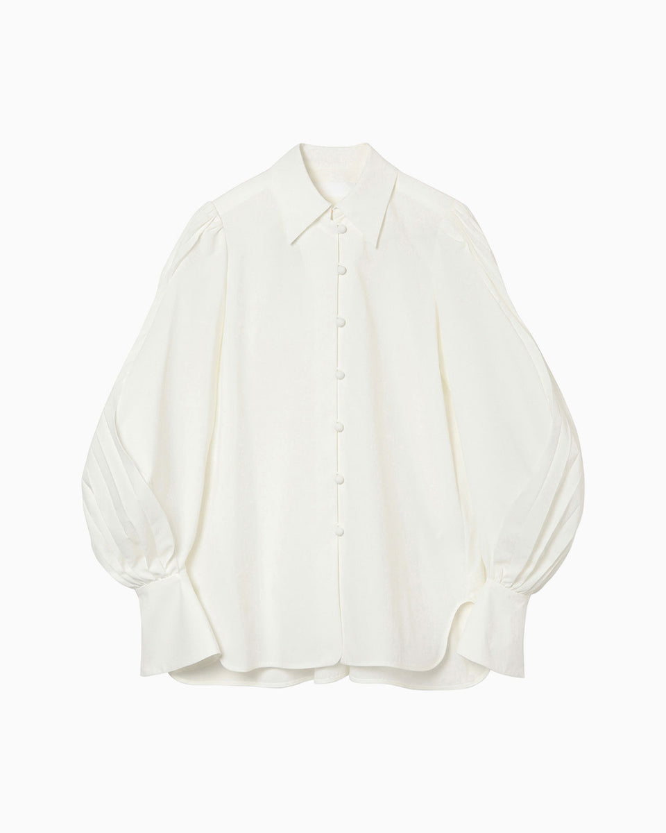 Curved Pleated Shirt - white - Mame Kurogouchi