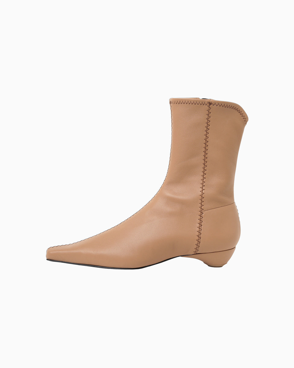 Smooth Leather Zip Style Boots - beige - Mame Kurogouchi