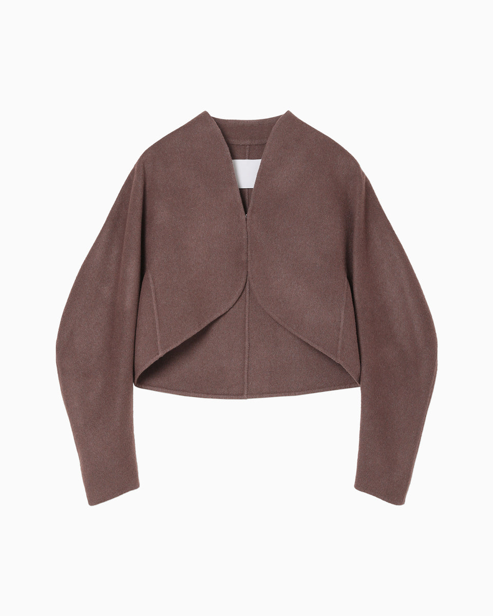 Silk Cashmere Reversible Sewing Bolero Jacket - brown - Mame Kurogouchi