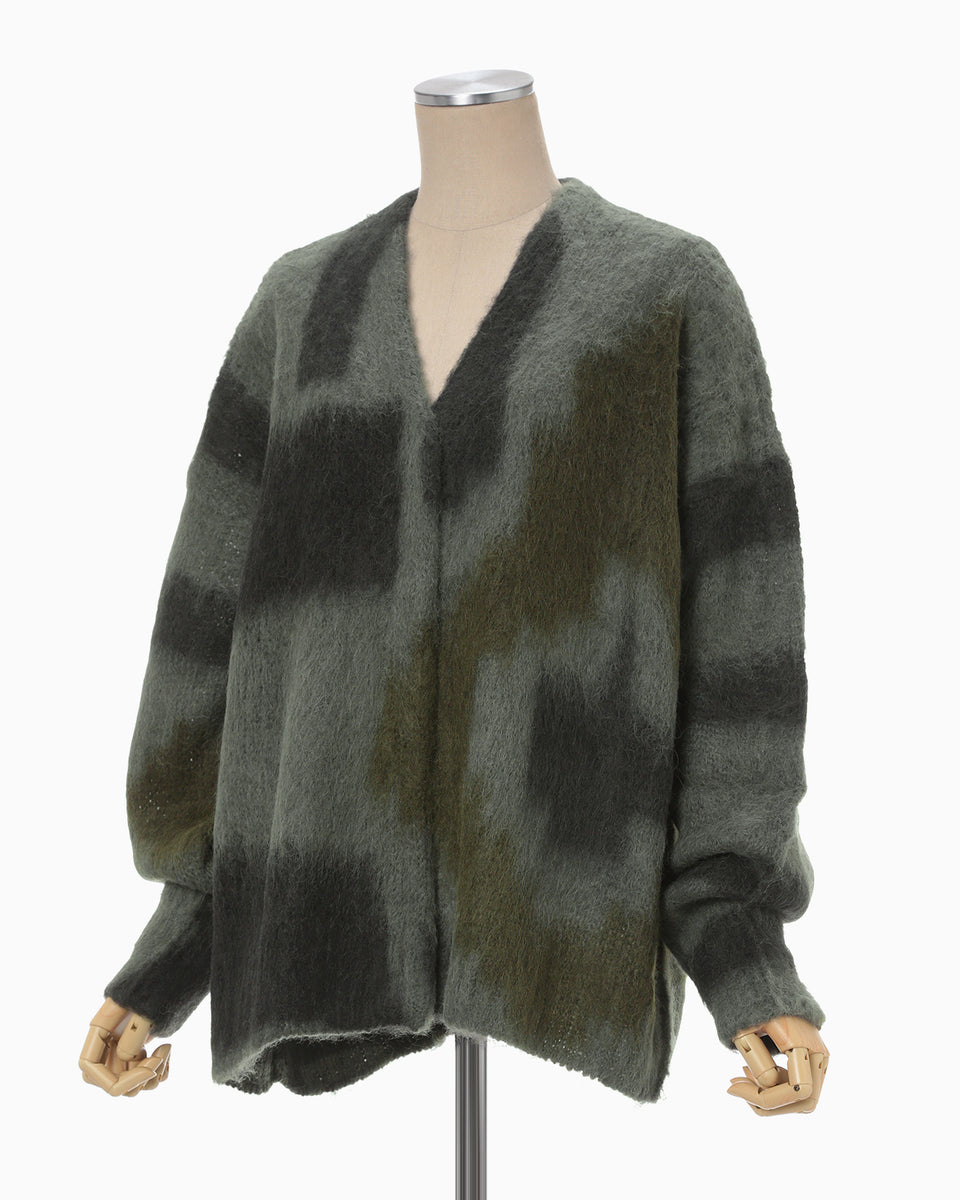 Origami Dyed Suri Alpaca Wool Knitted Cardigan - khaki - Mame