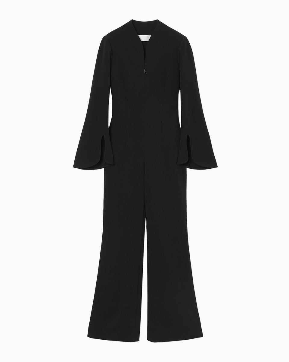 Acetate Polyester Jump Suit - black - Mame Kurogouchi