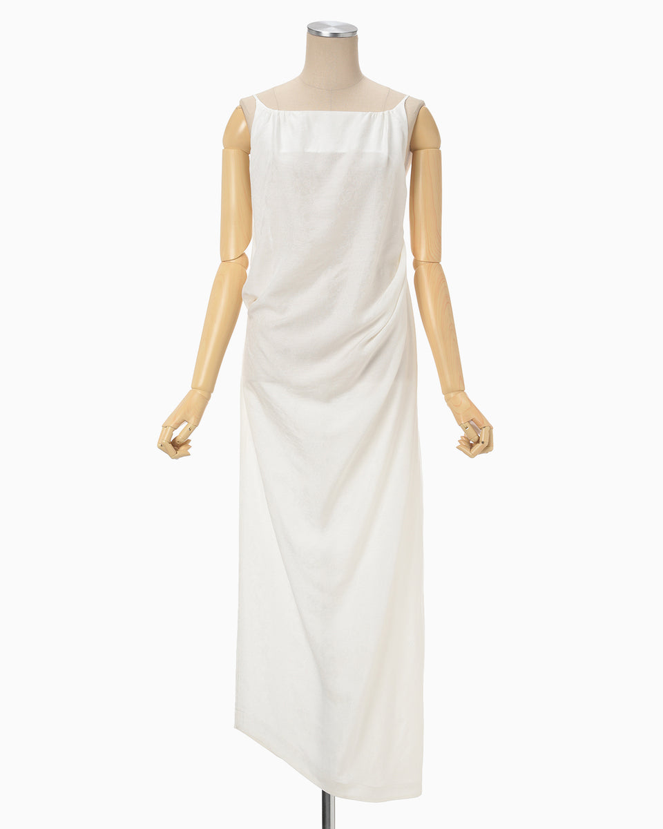 Floral Pattern Silk Rayon Jacquard Camisole Dress - white - Mame Kurogouchi