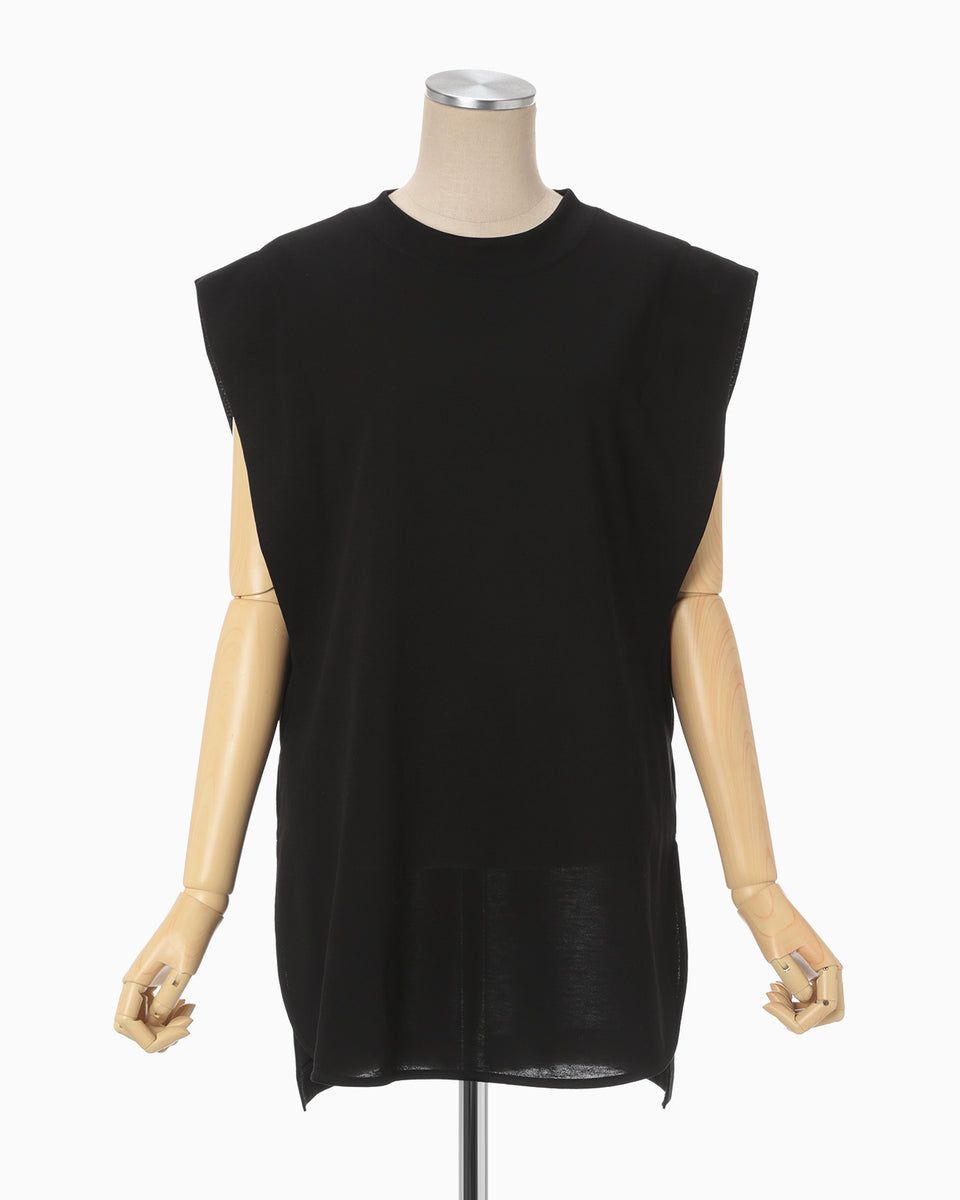 Cotton Jersey Sleeveless Top - black - Mame Kurogouchi