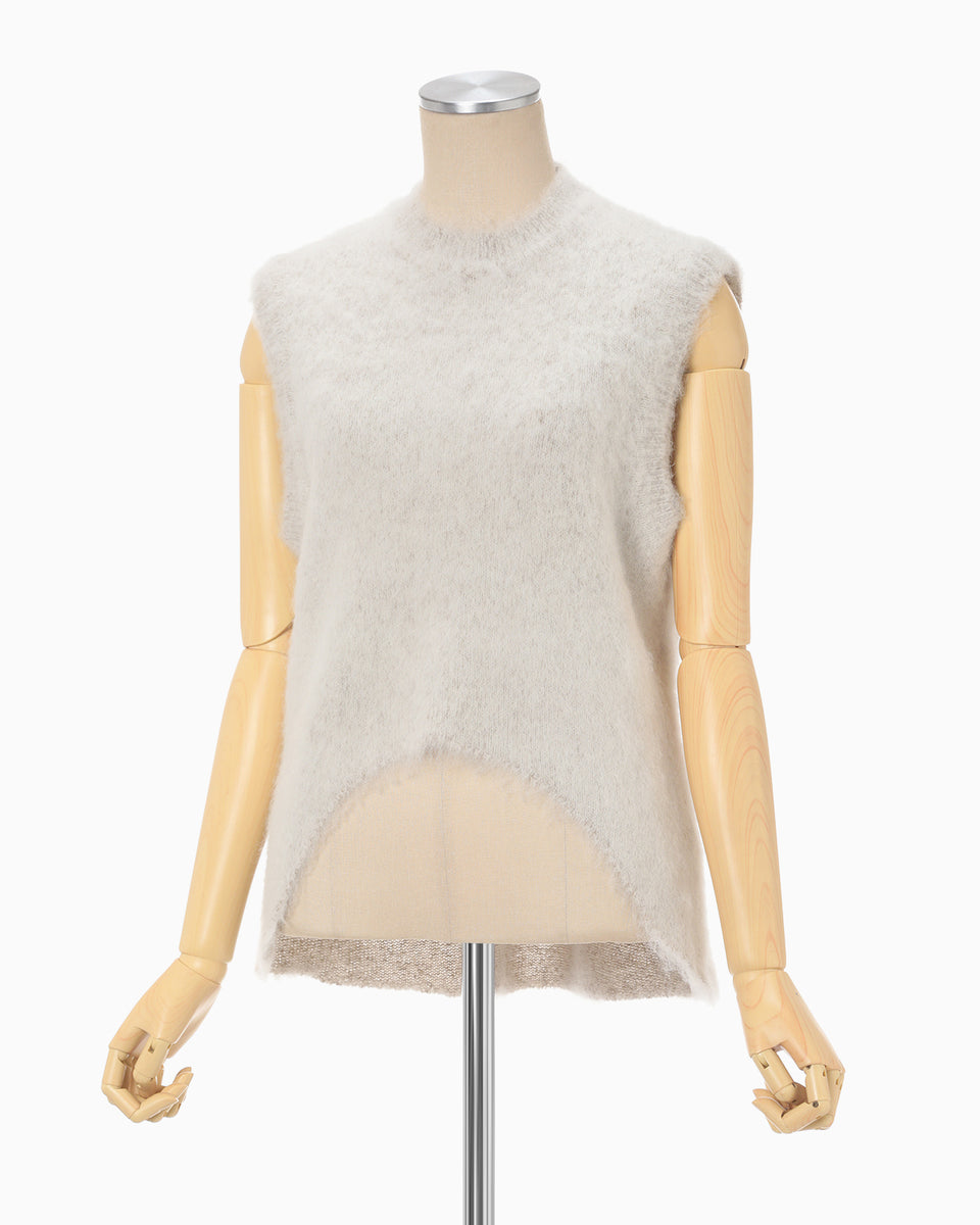 Brused Alpaca Sleeveless Knitted Top - beige - Mame Kurogouchi