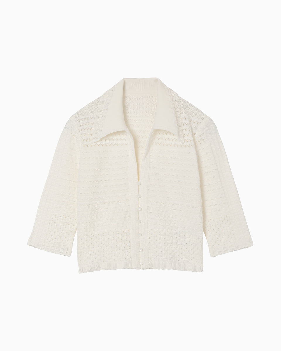 Lace Knitted Top - white - Mame Kurogouchi