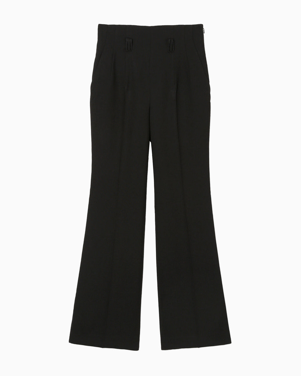 Linen Touch Triacetate Suits Trousers - black - Mame Kurogouchi