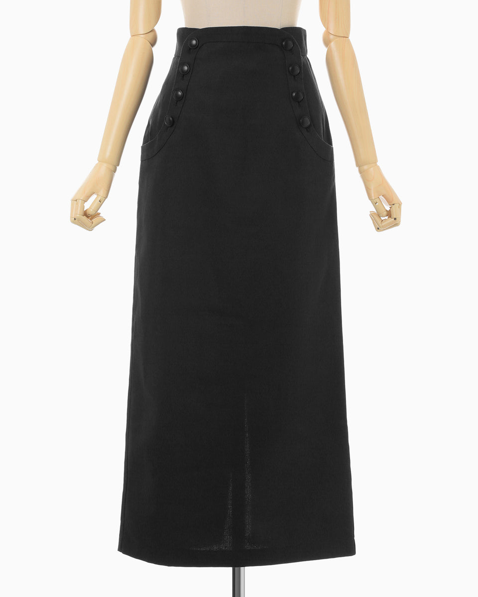 Cotton Linen Twill Skirt - black - Mame Kurogouchi