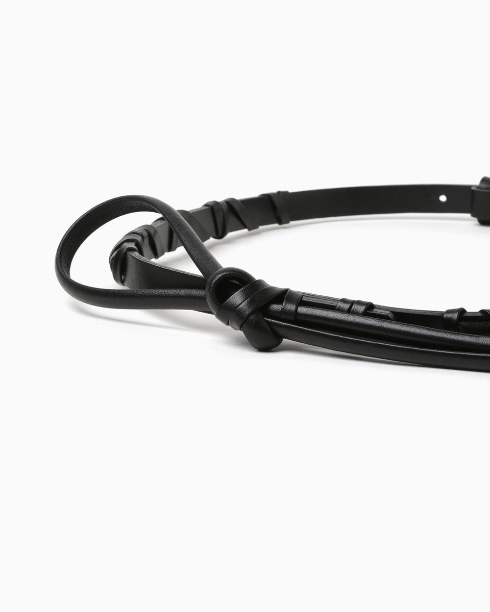 Basket Detailed Leather Belt - black - Mame Kurogouchi