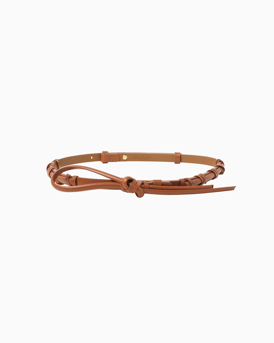 Basket Detailed Leather Belt - brown - Mame Kurogouchi