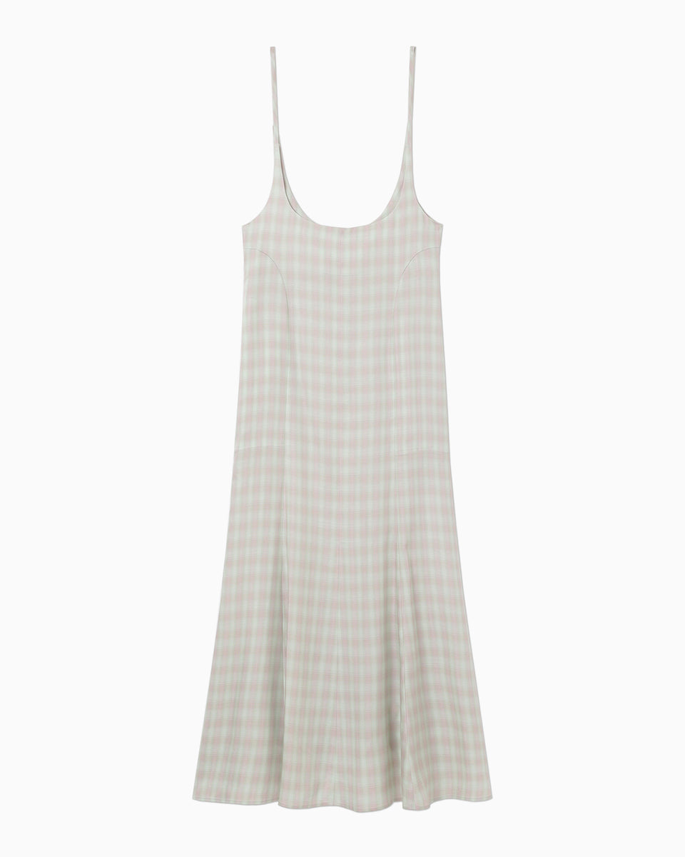 Linen Mix Ombre Check Camisole Dress - mint green - Mame Kurogouchi