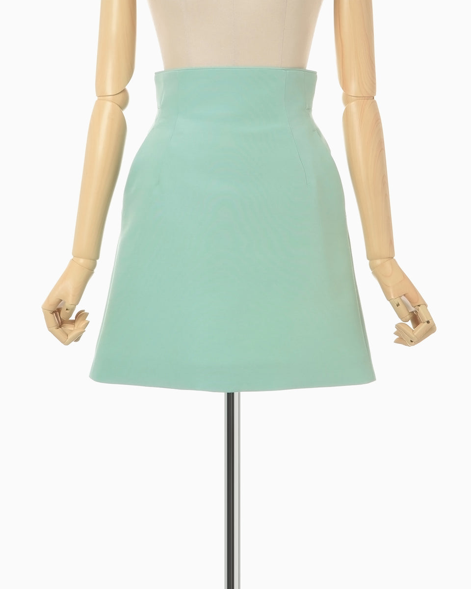 Silk Wool Double Cloth Mini Skirt - mint green - Mame Kurogouchi