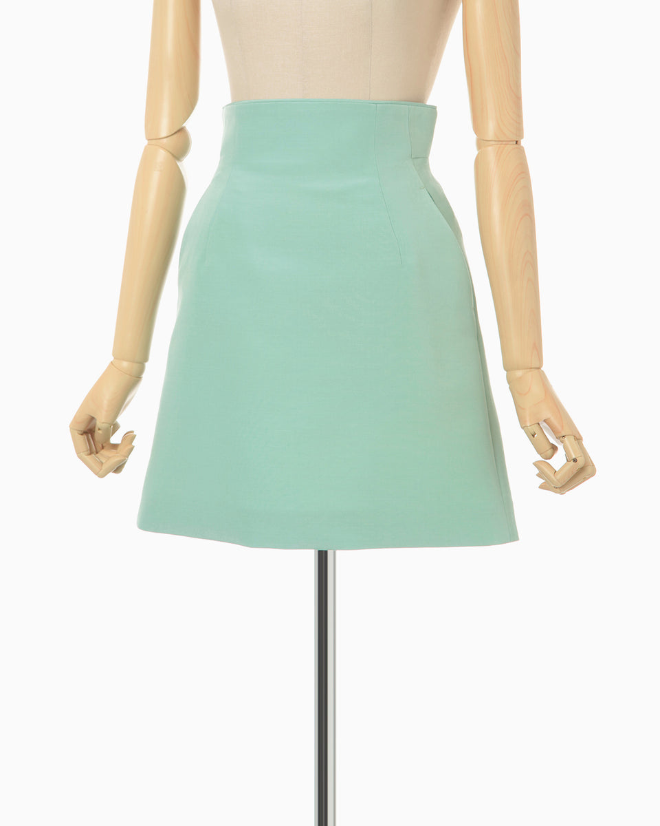 Silk Wool Double Cloth Mini Skirt - mint green - Mame Kurogouchi