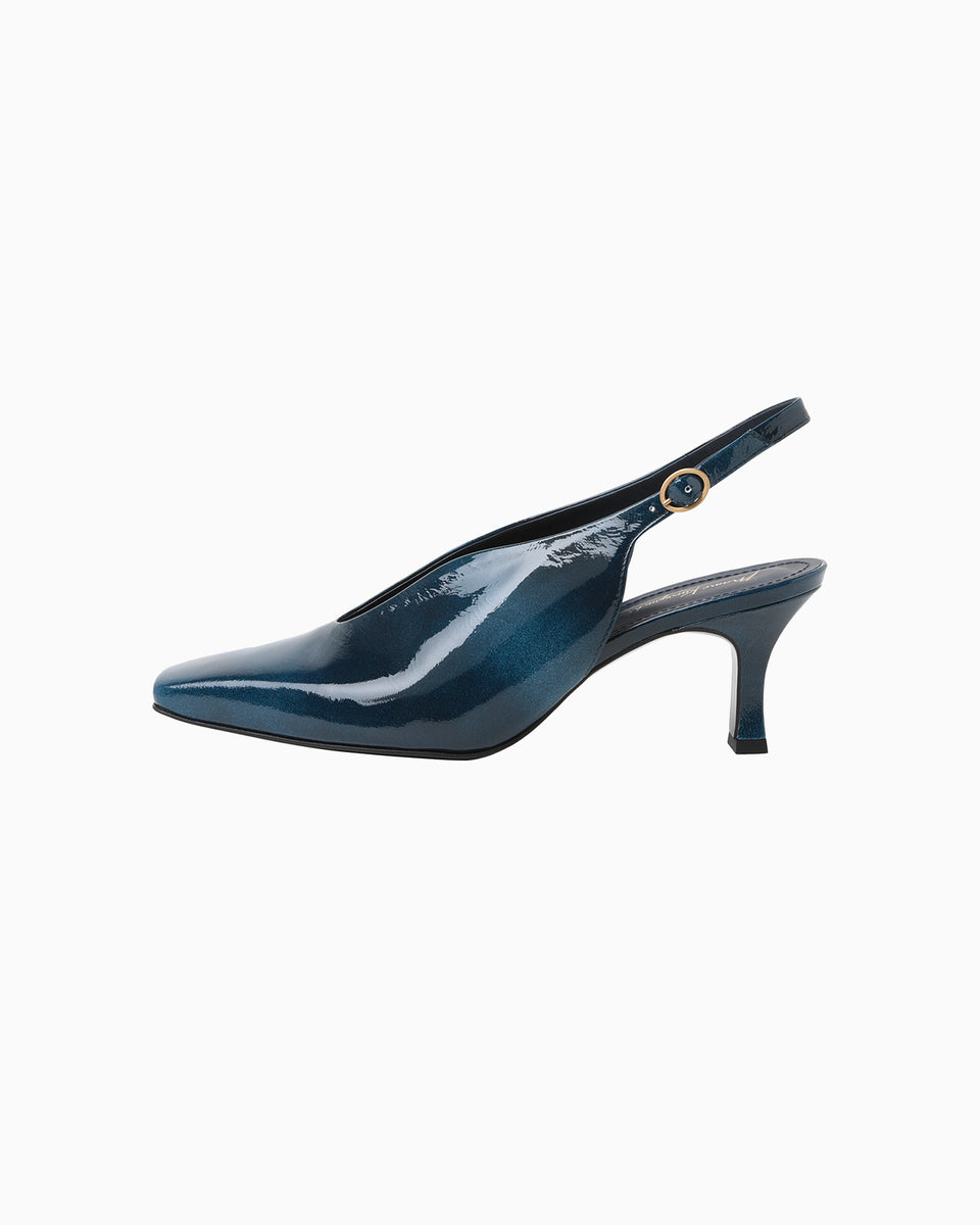 Curved Line Sling Back Heels - blue - Mame Kurogouchi