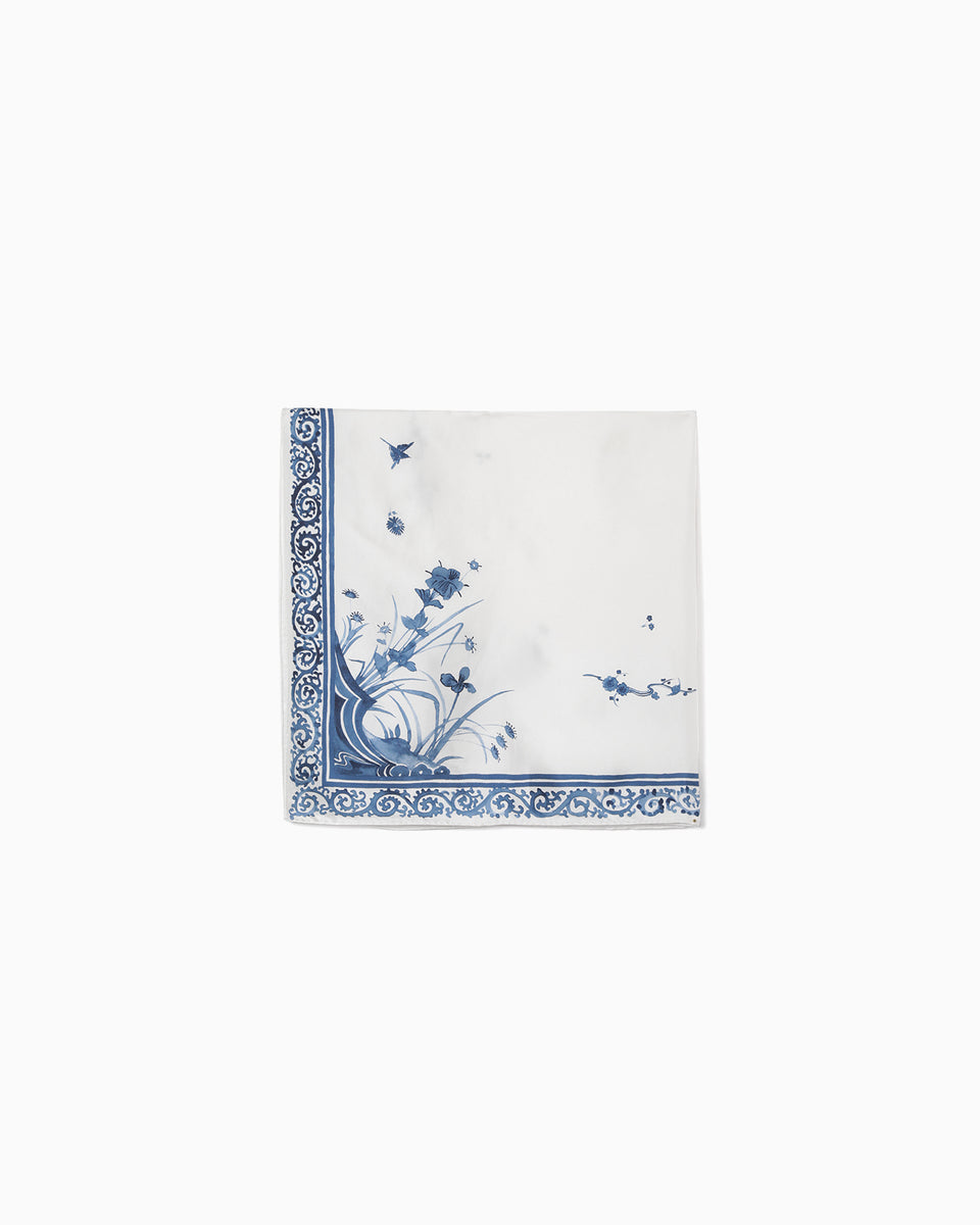 Hand Printed Silk Scarf - blue - Mame Kurogouchi