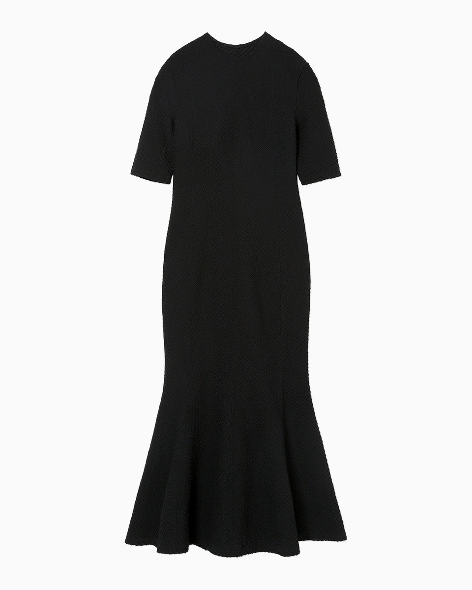 Shirring Jersey Jacquard Mermaid Dress - black - Mame Kurogouchi