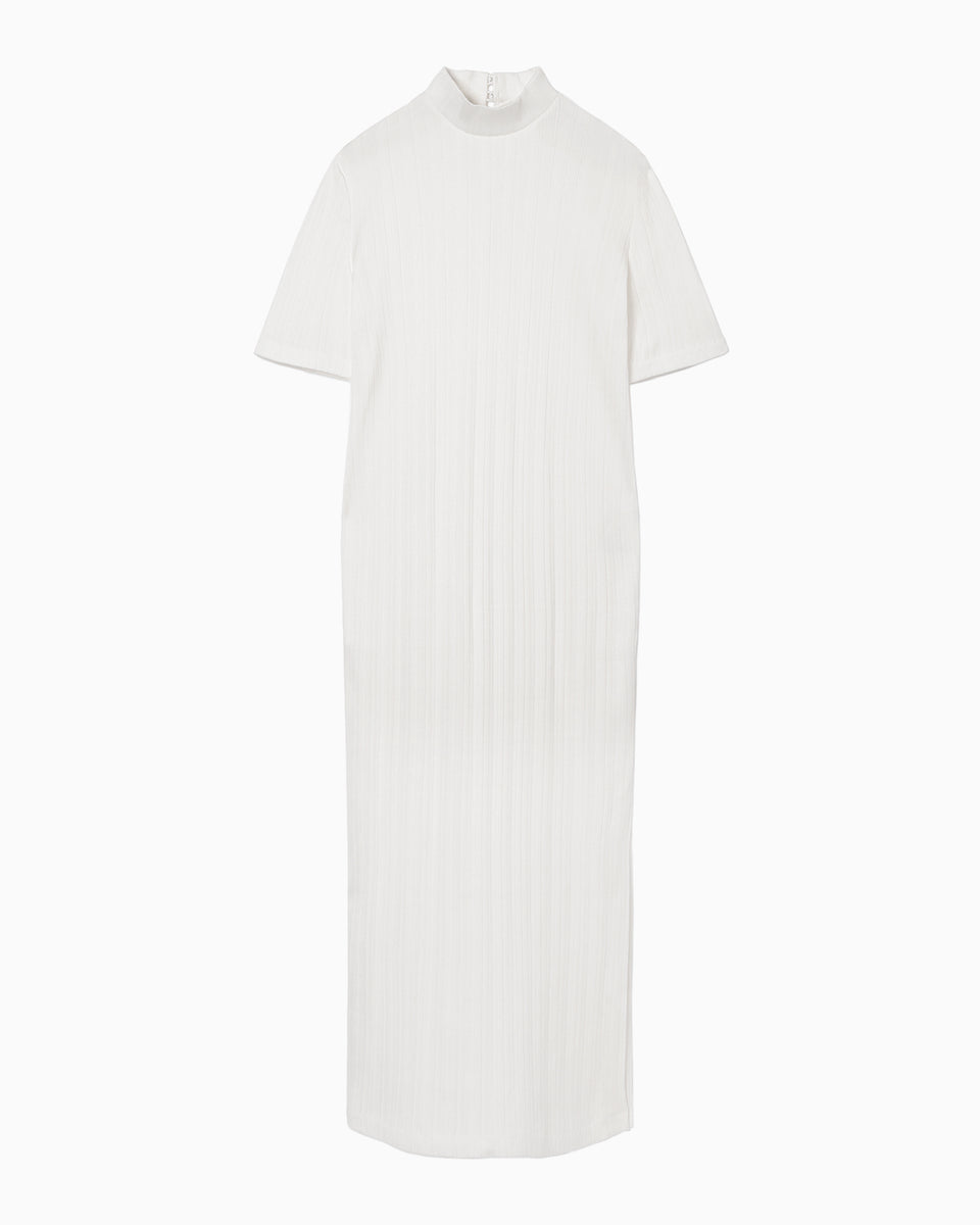 Random Ribbed Cotton Dress - white - Mame Kurogouchi