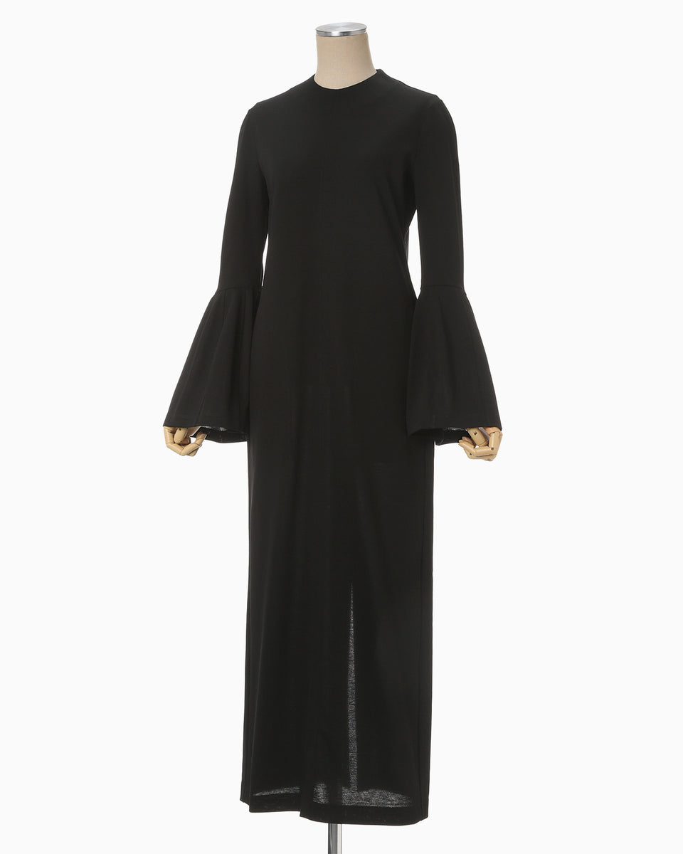 Volume Sleeve Cotton Jersey Dress - black - Mame Kurogouchi