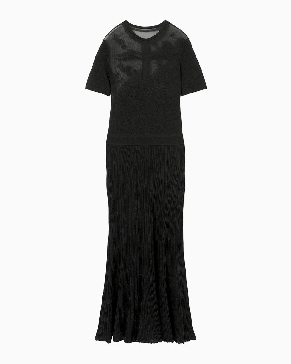 Landscape Graphic Sheer Knitted Dress - black - Mame Kurogouchi