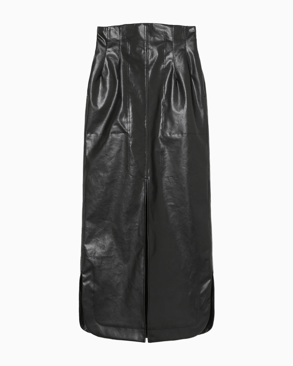 Coated Cotton Gabardine Skirt - black - Mame Kurogouchi