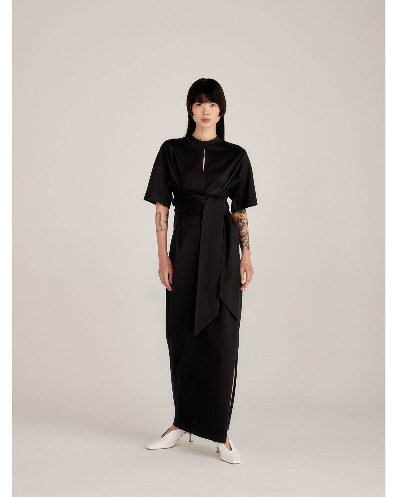 カラーブラックマメクロゴウチMameKurogouchiコットンジャージードレス黒サイズ2
