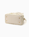 Cording Embroidery Demi Lune Handbag - beige