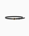 Cow Hide Leather Narrow Belt - black