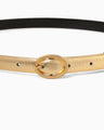 Cow Hide Leather Narrow Belt - gold