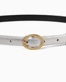 Cow Hide Leather Narrow Belt - silver