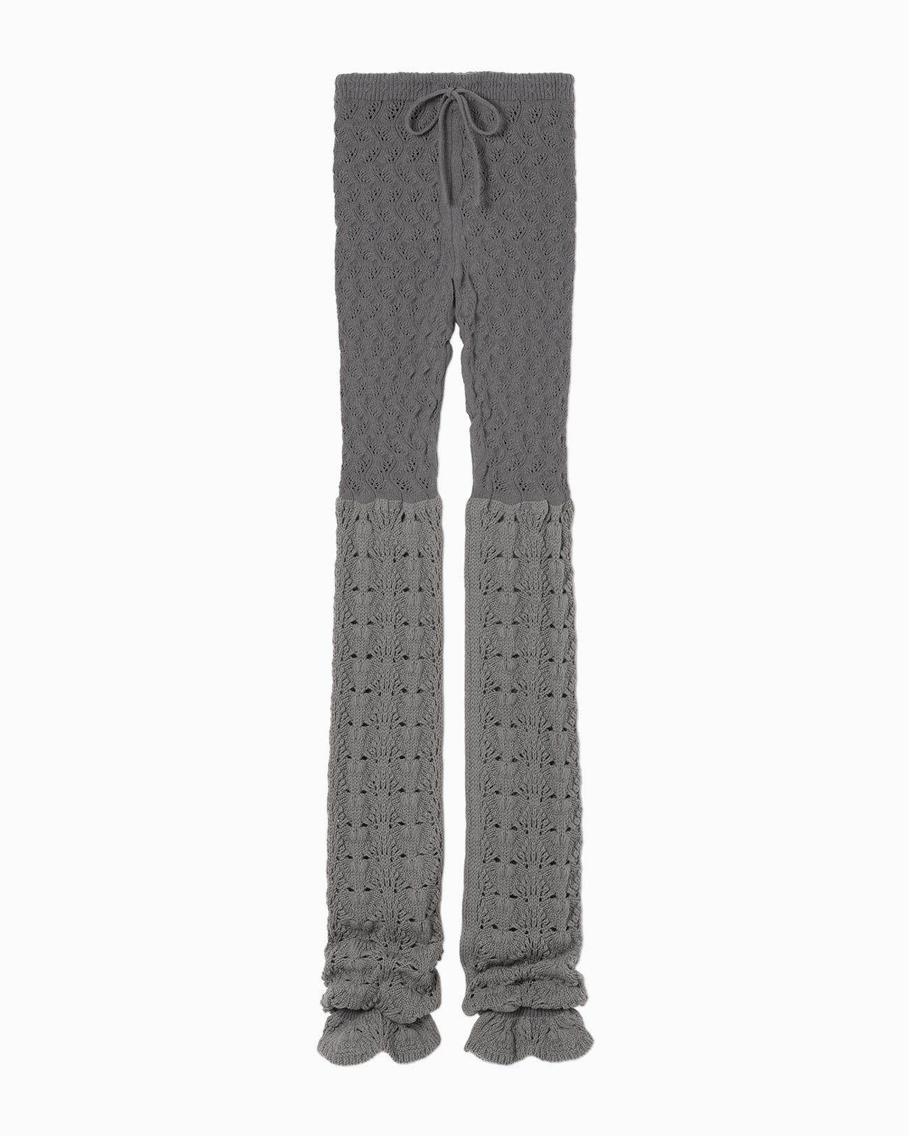 Openwork Pattern Knitted Loose Leggings - grey