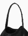 Synthetic Leather Asymmetrical Tote Bag - black