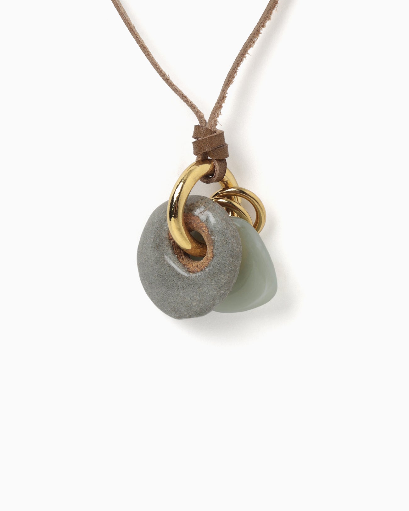 Handcrafted Pottery Necklace - grey