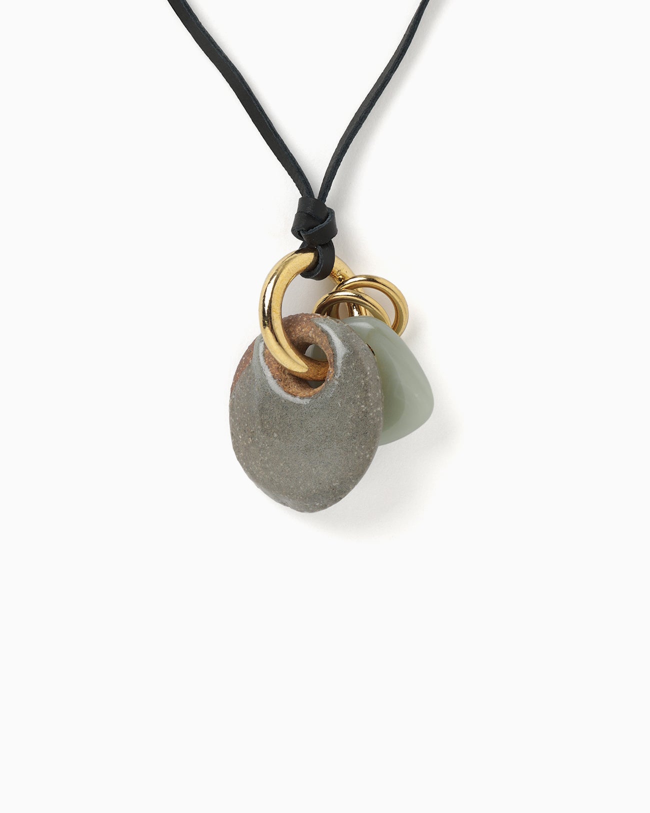 Handcrafted Pottery Necklace - grey