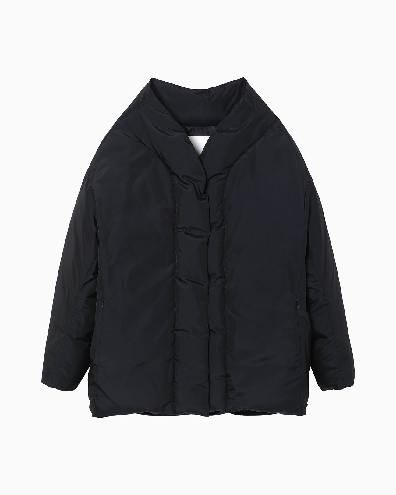 Silk Nylon Rounded Down Jacket - navy