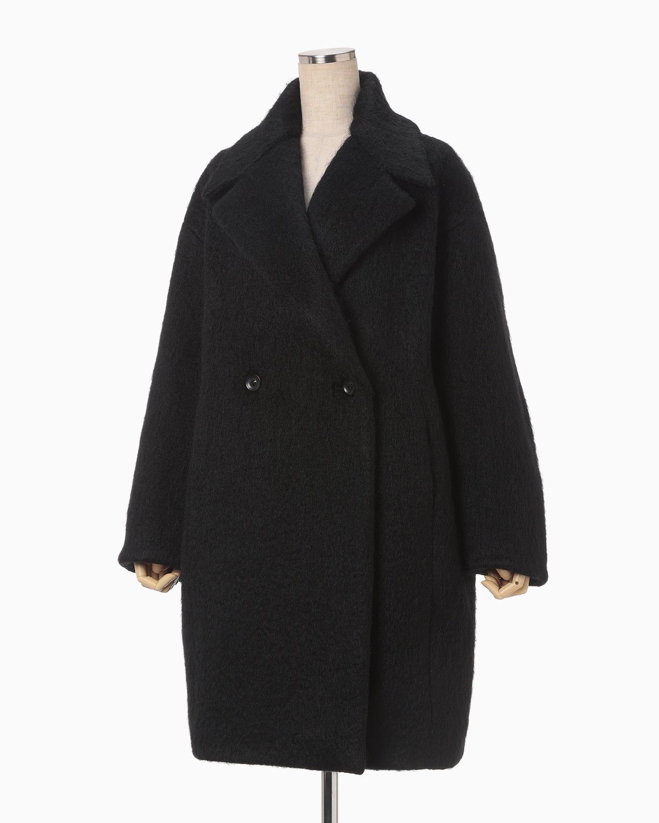 Gradient Dye Mohair Double-Breasted Coat - black