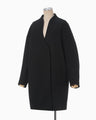 Wool Cashmere Middle Length Collarless Coat - black