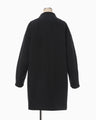 Wool Cashmere Middle Length Collarless Coat - black