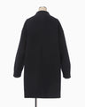 Wool Cashmere Middle Length Collarless Coat - navy