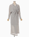 "Mishima Karatsu" Floral Pattern Jacquard Draped Dress - grey