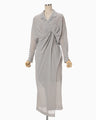 "Mishima Karatsu" Floral Pattern Jacquard Draped Dress - grey