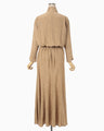 Floral Jacquard Draped Dress - beige