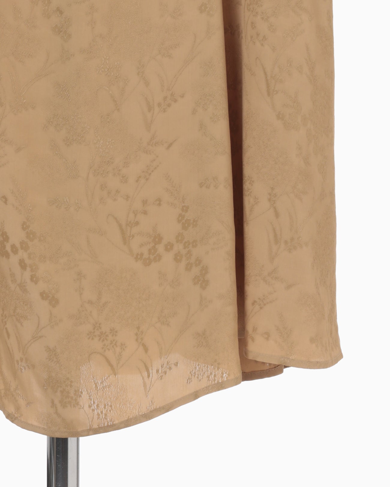 Floral Jacquard Draped Dress - beige